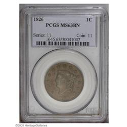 1826 1C MS63 Brown PCGS. N-5, High R.2. Die State C, w 1826[1C] MS63 Brown PCGS.