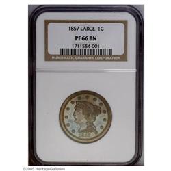 1857 1C PR66 Brown NGC. N-3, Low R.5. A bold die line 1857[1C] PR66 Brown NGC.