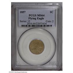 1857 1C MS64 PCGS. Both sides display a medium brown p 1857[1C] MS64 PCGS.