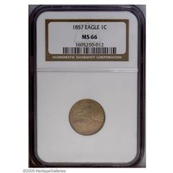 1857 1C MS66 NGC. Beautifully struck and fully lustrou 1857[1C] MS66 NGC.