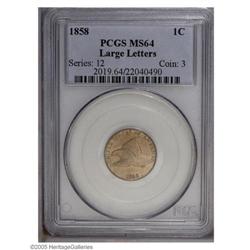 1858 1C Large Letters MS64 PCGS. High Leaves, Closed E 1858[1C] Large Letters MS64 PCGS.