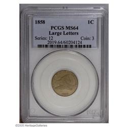 1858 1C Large Letters MS64 PCGS. This attractive Flyin 1858[1C] Large Letters MS64 PCGS.
