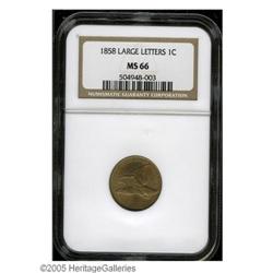 1858 1C Large Letters MS66 NGC. While near-Gem survivo 1858[1C] Large Letters MS66 NGC.
