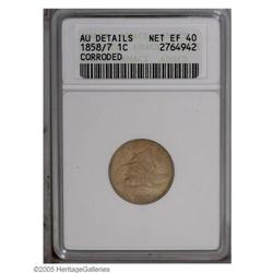 1858/7 1C --Corroded--ANACS. AU Details, Net XF40. Snow 1858/7[1C]--Corroded--ANACS. AU Details, Net