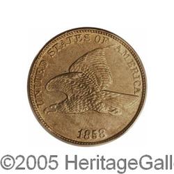 1858/7 1C AU58 PCGS. FS-006, Snow-1. The upper right c 1858/7[1C] AU58 PCGS.