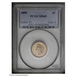 1859 1C MS65 PCGS. A gorgeous Gem quality example with 1859[1C] MS65 PCGS.