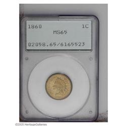 1860 1C MS65 PCGS. Well preserved with a partial layer 1860[1C] MS65 PCGS.
