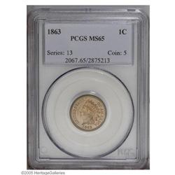 1863 1C MS65 PCGS. Both sides are lightly colored and 1863[1C] MS65 PCGS.
