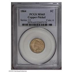 1864 1C Copper-Nickel MS65 PCGS. This untoned Indian H 1864[1C] Copper-Nickel MS65 PCGS.