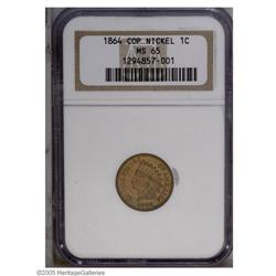 1864 1C Copper-Nickel MS65 NGC. Luster penetrates the 1864[1C] Copper-Nickel MS65 NGC.