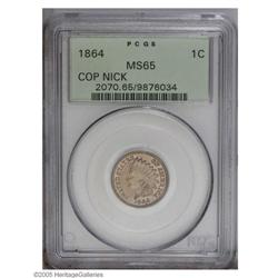1864 1C Copper-Nickel MS65 PCGS. Pale in color as is u 1864[1C] Copper-Nickel MS65 PCGS.