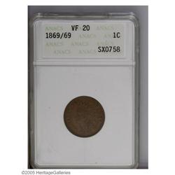 1869/69 1C VF20 ANACS. FS-008.3, Snow-3. 1869/69[1C] VF20 ANACS.