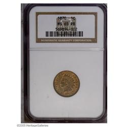 1870 1C MS65 Red and Brown NGC. Shallow N in ONE. Soft 1870[1C] MS65 Red and Brown NGC.