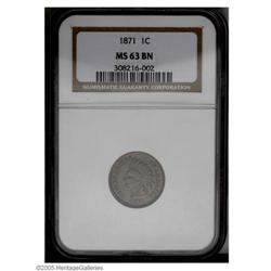 1871 1C MS63 Brown NGC. Golden-brown in color, this we 1871[1C] MS63 Brown NGC.