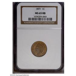 1871 1C MS65 Red and Brown NGC. Beautiful red-gold col 1871[1C] MS65 Red and Brown NGC.