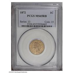 1872 1C MS65 Red and Brown PCGS. Not far from full Red 1872[1C] MS65 Red and Brown PCGS.
