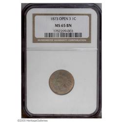 1873 1C Open 3 MS65 Brown NGC. The more available of t 1873[1C] Open 3 MS65 Brown NGC.