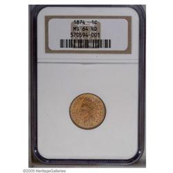 1874 1C MS64 Red NGC. Peach and lime colors grace this 1874[1C] MS64 Red NGC.