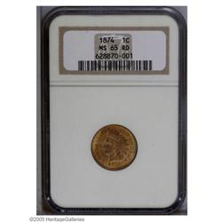 1874 1C MS65 Red NGC. A lustrous and suitably struck G 1874[1C] MS65 Red NGC.