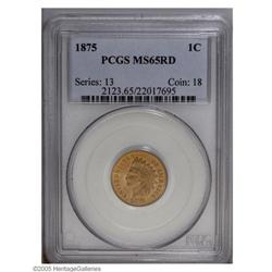 1875 1C MS65 Red PCGS. Snow-3. This is the finest 1875 1875[1C] MS65 Red PCGS.