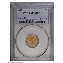 1883 1C MS65 Red PCGS. Softly struck on the feathertip 1883[1C] MS65 Red PCGS.