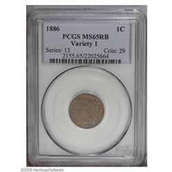 1886 1C Type One MS65 Red and Brown PCGS. Proof that t 1886[1C] Type One MS65 Red and Brown PCGS.