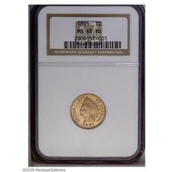 1891 1C MS65 Red NGC. Vibrant luster and consistent ca 1891[1C] MS65 Red NGC.