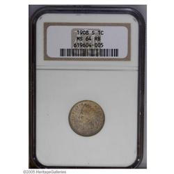 1908-S 1C MS64 Red and Brown NGC. Softly struck on the 1908-S[1C] MS64 Red and Brown NGC.