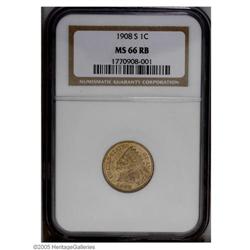1908-S 1C MS66 Red and Brown NGC. A superior example o 1908-S[1C] MS66 Red and Brown NGC.