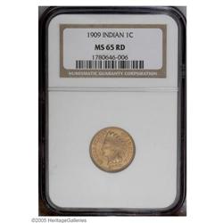 1909 1C MS65 Red NGC. Full reddish-gold patina with a 1909[1C] MS65 Red NGC.