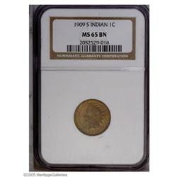 1909-S 1C MS65 Brown NGC. Glimmers of original gold co 1909-S[1C] MS65 Brown NGC.