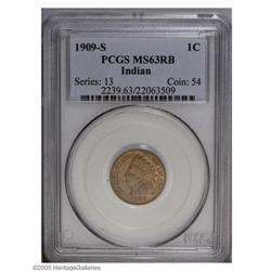 1909-S 1C MS63 Red and Brown PCGS. Softly struck on th 1909-S[1C] MS63 Red and Brown PCGS.