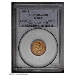 1909-S 1C MS64 Red PCGS. A beautiful mint red example 1909-S[1C] MS64 Red PCGS.
