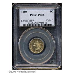 1860 1C PR65 PCGS. This exquisitely struck and nearly 1860[1C] PR65 PCGS.