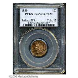 1869 1C PR65 Red Cameo PCGS. A well struck Gem with ho 1869[1C] PR65 Red Cameo PCGS.