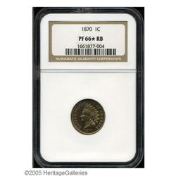 1870 1C PR66 Red and Brown PCGS. Pleasing golden-tan p 1870[1C] PR66 Red and Brown PCGS.
