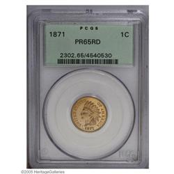 1871 1C PR65 Red PCGS. A conditionally scarce survivor 1871[1C] PR65 Red PCGS.