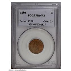 1880 1C PR66 Red and Brown PCGS. Olive, ruby-red, and 1880[1C] PR66 Red and Brown PCGS.