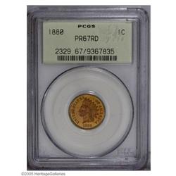 1880 1C PR67 Red PCGS. Light peach color is complement 1880[1C] PR67 Red PCGS.