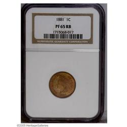 1881 1C PR65 Red and Brown NGC. Fully struck with deep 1881[1C] PR65 Red and Brown NGC.
