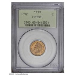 1892 1C PR65 Red PCGS. Very attractive orange-gold col 1892[1C] PR65 Red PCGS.