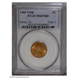 1909 VDB 1C MS67 Red PCGS. Impeccable, radiantly lust 1909 VDB[1C] MS67 Red PCGS.