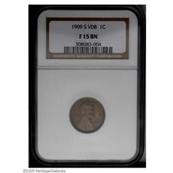 1909-S VDB 1C Fine 15 NGC. A circulated golden-brown e 1909-S VDB[1C] Fine 15 NGC.