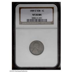 1909-S VDB 1C VF35 NGC. A middle grade golden-brown ex 1909-S VDB[1C] VF35 NGC.
