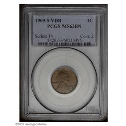 1909-S VDB 1C MS63 Brown PCGS. Mostly light brown in c 1909-S VDB[1C] MS63 Brown PCGS.