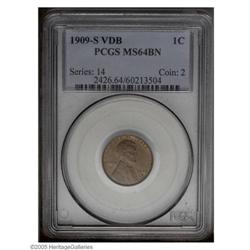 1909-S VDB 1C MS64 Brown PCGS. A handsome wood-grain n 1909-S VDB[1C] MS64 Brown PCGS.