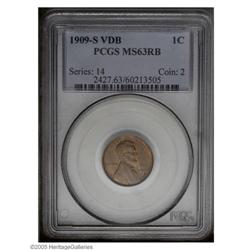 1909-S VDB 1C MS63 Red and Brown PCGS. Original red co 1909-S VDB[1C] MS63 Red and Brown PCGS.