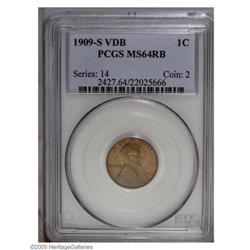 1909-S VDB 1C MS64 Red and Brown PCGS. Mostly subdued 1909-S VDB[1C] MS64 Red and Brown PCGS.