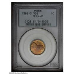 1909-S VDB 1C MS64 Red PCGS. Lustrous deep orange and 1909-S VDB[1C] MS64 Red PCGS.