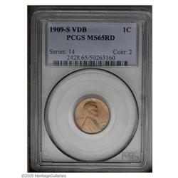 1909-S VDB 1C MS65 Red PCGS. Boldly struck with bright 1909-S VDB[1C] MS65 Red PCGS.